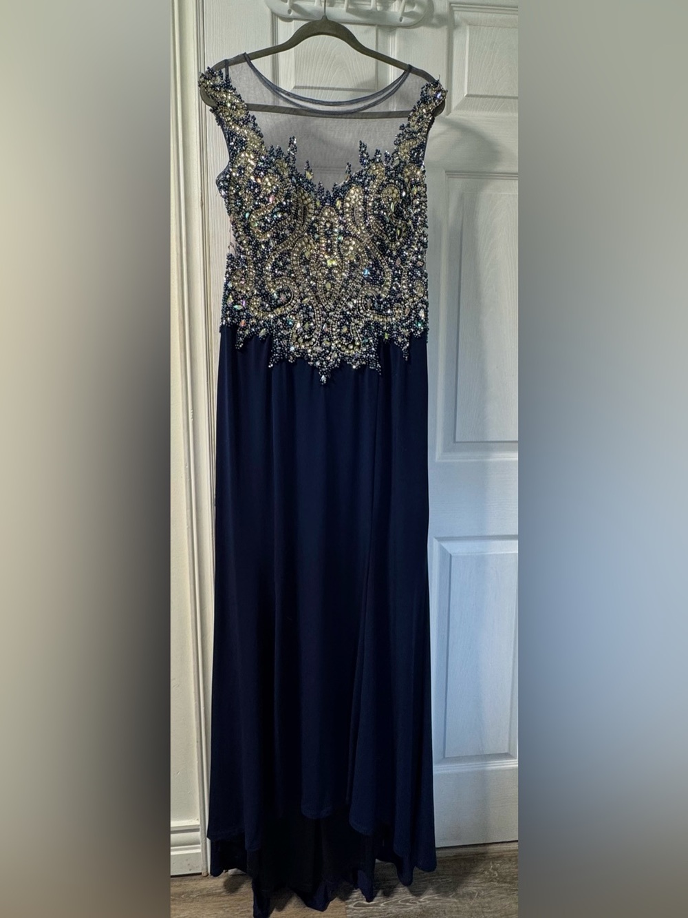 Embellished Beaded Navy Prom / Evening Gown